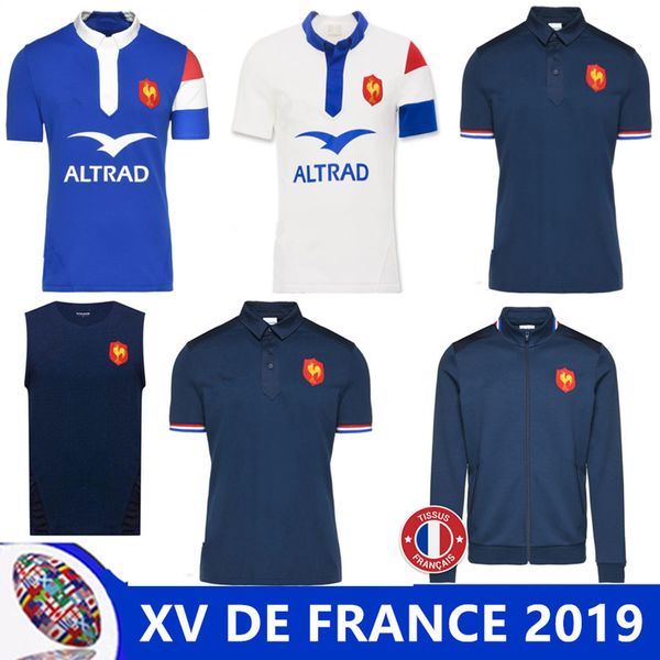 

2019 xv de france home rugby jersey 18/19 xv de france supporter 2018 france rugby maillot de foot french boln rugby size s-m--xl-3xl, Black;gray