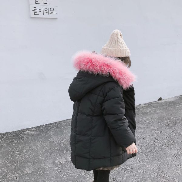 

2018 winter new arrival korean style cotton thickened and warm fashion pure color coat with fur collar for sweet baby girls, Blue;gray