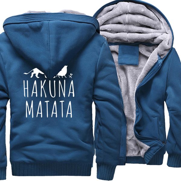 

men's sportswear casual hoody print hakuna matata brand clothing thick zipped sweatshirts men harajuku hoodies hip hop new, Black