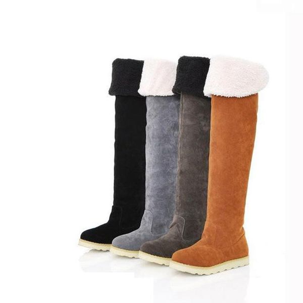 

2018 women over the knee high thigh boots female winter snow long knight brown boots ladies fashion flock velvet warm gray shoes, Black