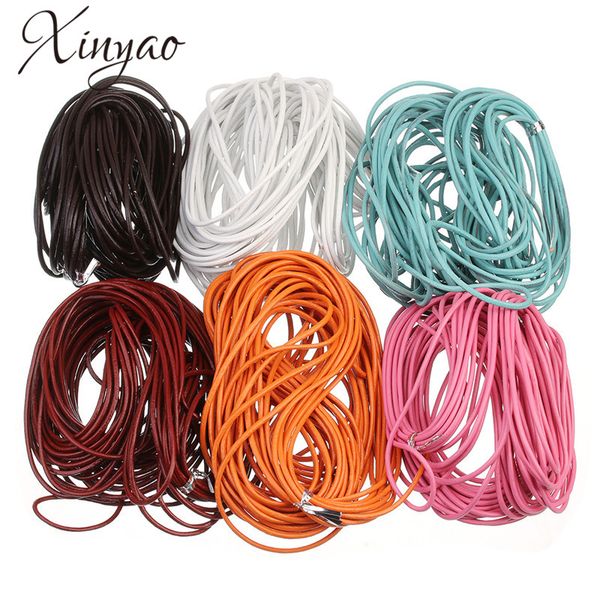 

xinyao 10meters/lot 3mm dia necklace leather cord string genuine leather rope diy bracelet jewelry making accessories f593, White;red