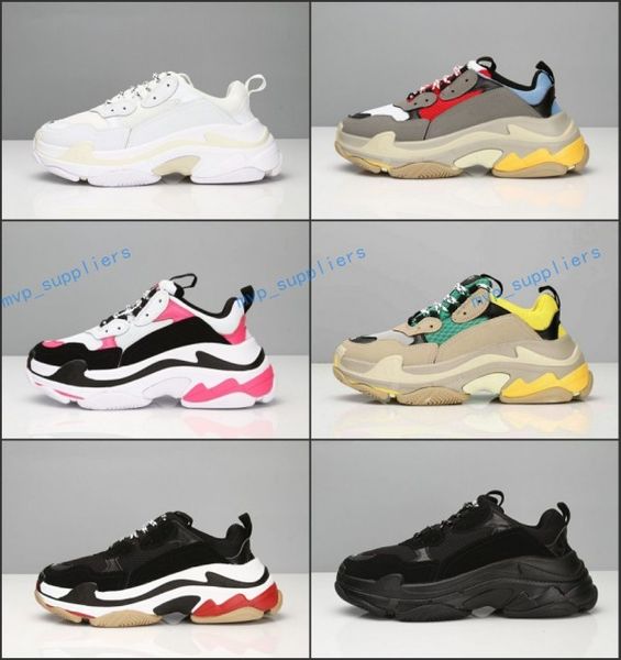 

Hot!!2018 Fashion Paris 17FW Triple-S Sneaker Triple S Casual Luxury Dad Shoes for Men's Women Beige Black Sports Tennis Running Shoe 36-45