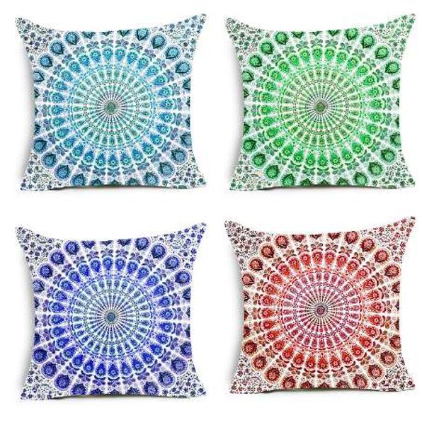 Comwarm vintage Indian Hippie Mandala Estilo Almofada Coberturas de Flor Padrão Poliéster Travesseiro Capa Para Sofá Carro Decor Fronha Caso