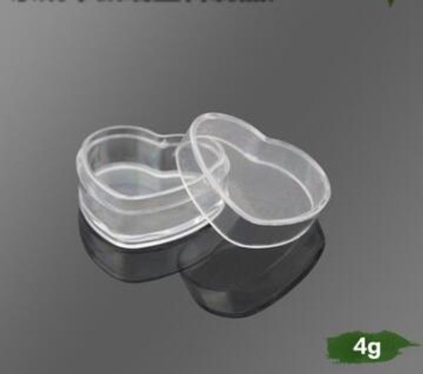 Contenitori per campioni in plastica trasparente a forma di cuore da 4 g Mini barattolo PS con coperchio Vuoto per confezione cosmetica