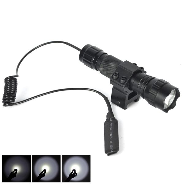 

501b xml t6 led tactical flashlight 5-mode portable lantern camping hunting rifle torch light with remote switch sgun mount