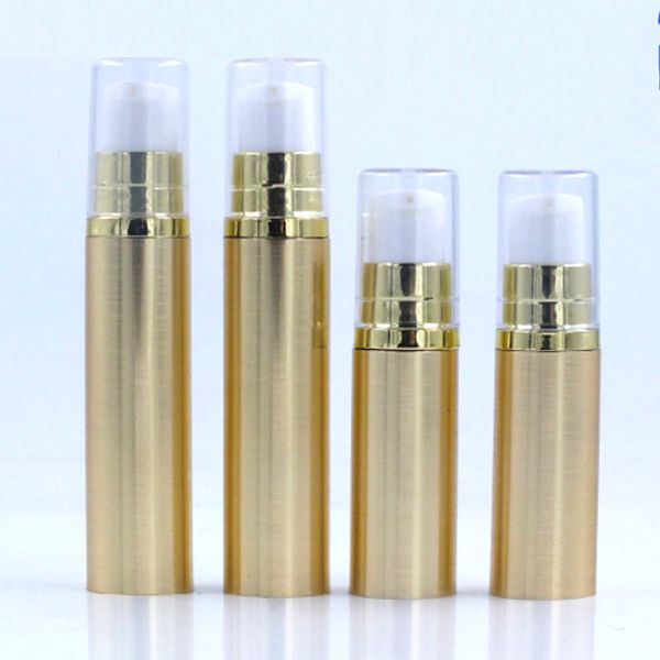 Garrafa de Ouro / Prata Bomba de Vácuo Airless Vazio para Refil Recipiente Loção Soro Cosméticos Creme Líquido 1/6 Oz 5 ML 1 / 3Oz 10 ML