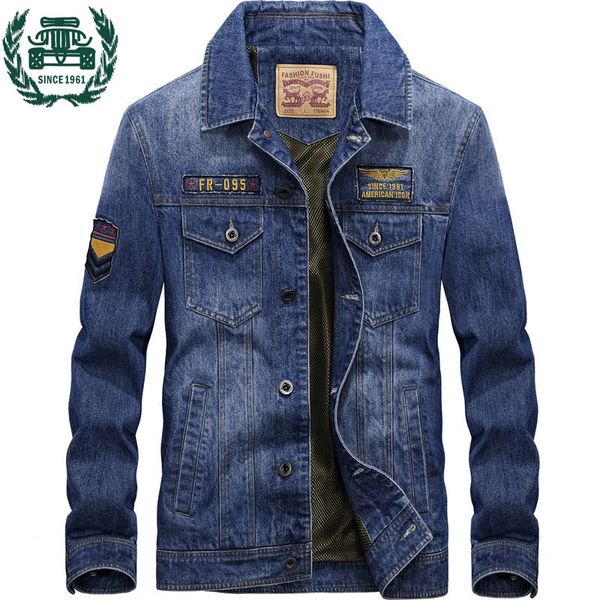 

zhan di ji pu brand men denim jacket blue color jeans 125, Black;brown