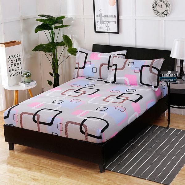 

wholesale-100%cotton comfortable soft and elegant lattice pattern fitted sheets + pillowcase breathable home textiles