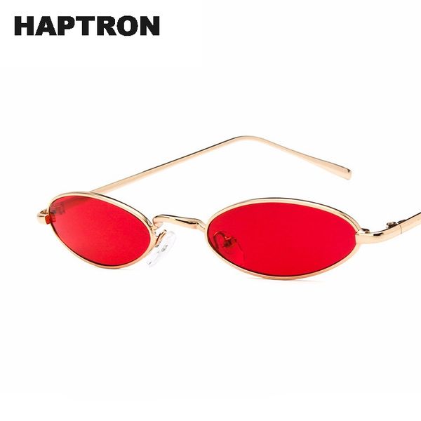 

haptron vintage small oval sunglasses fashion brand women men metal frame red lens shades sun glasses eyewear uv400, White;black