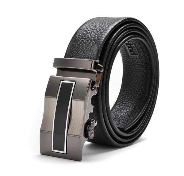 

belts men black leather belt fashion business automatic buckle cintos para homens 130cm, Black;brown