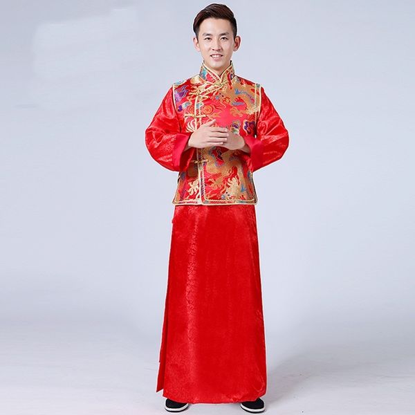 

традиционная китайская одежда для мужчин свадьба мужской cheongsam ta328, Red