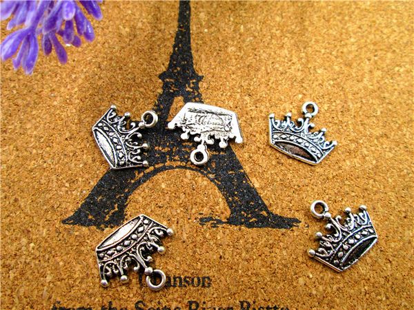 

105pcs/lot crown charms antique silver tone charm pendant bracelet necklace 18mm x 15mm, Bronze;silver