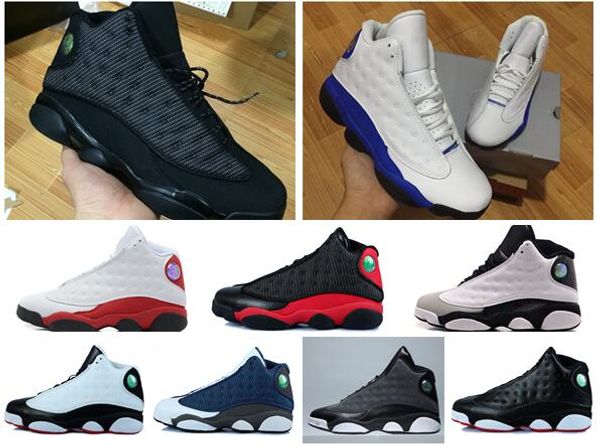 

с коробкой новый 13 OG черный кот баскетбольная обувь все черные 13s тренер кроссовки для продажи размер 7-12