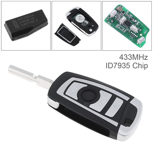 

433Mhz 3 Buttons EWS Modified Flip Remote Key PCF7935AA ID44 Chip for BMW E38 E39 E46 M5 X3 X5 Z3 Z4 HU58 KEY_10G