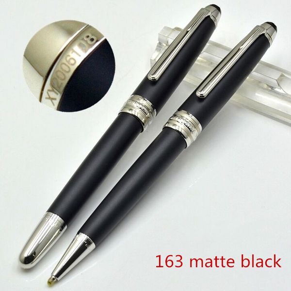 

Top quality Matte Black Classic 163 MB Ballpoint Pen School Office Supplies metal write brand roller ball gift pens with serial number