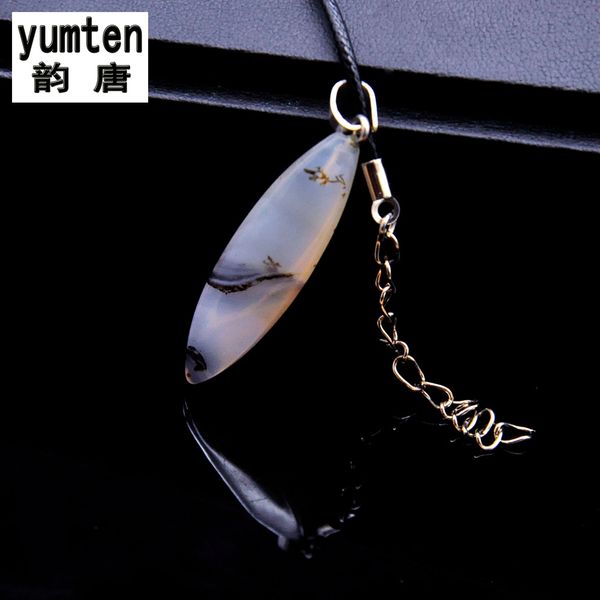 

yumten ocean chalcedony diy natural agate pendant kettingen voor vrouwen men jewelry charms jewelry healing fashion, Silver