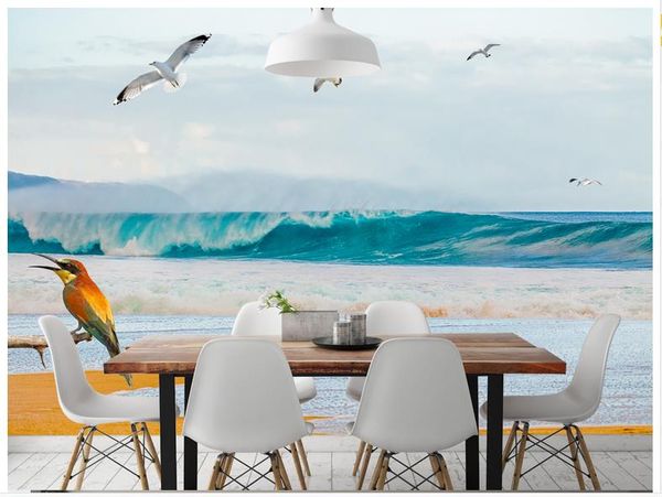 

custom 3d wall murals wallpaper 3d p wallpaper murals art wave seagull tv background wallpaper for walls 3d wall papers for walls