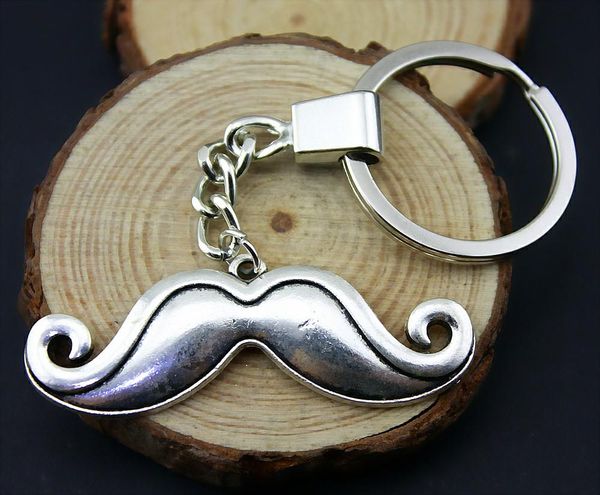 

6 pieces key chain women key rings couple keychain for keys moustache 53mm, Slivery;golden