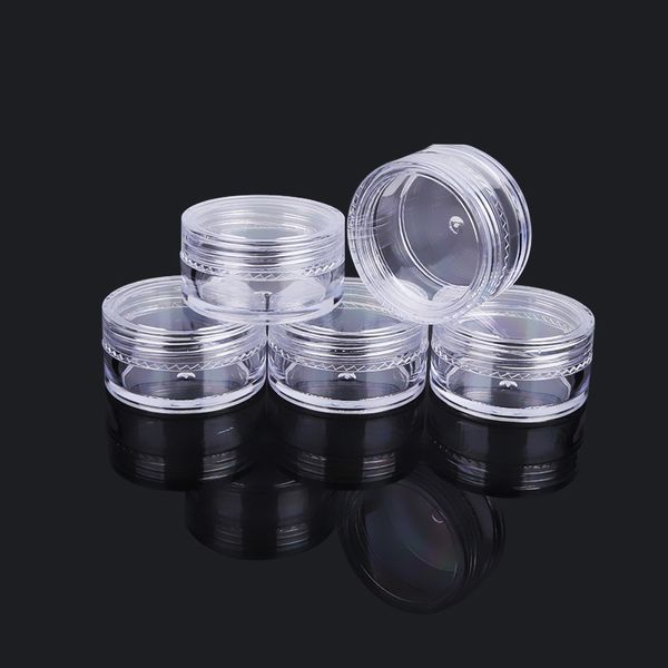 Mini barattolo vuoto cosmetico da 10 g/10 ml, circa 38 x 21 mm, formato da viaggio, in plastica trasparente, vaso per crema per il viso, bottiglia campione, ombretto, trucco, balsamo per labbra, contenitore