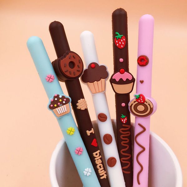 

chocolate biscuit scented gel pen silicone scented pen 5pcs/lot