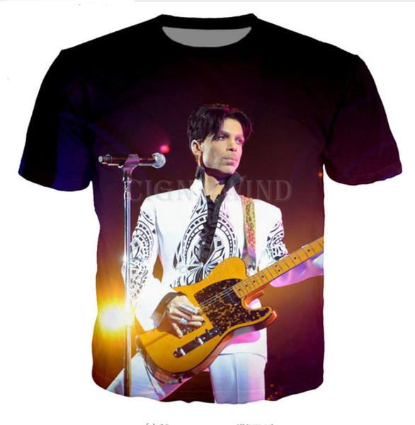 

wholesale-fashion mens/womens summer style american singer prince roger nelson funny 3d print casual t-shirt dxr00249, White;black