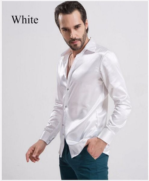 

new arrival custom made any colors elastic silk like satin men wedding shirt groom shirts wear bridegroom slik shirt for men cs1, White;black