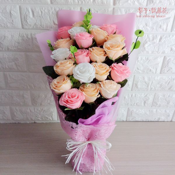 2019 Diy Crepe Paper Rose 21 Home Decoration Bouquet Material Package Party Valentine S Day Gift From Bdhome 52 45 Dhgate Com