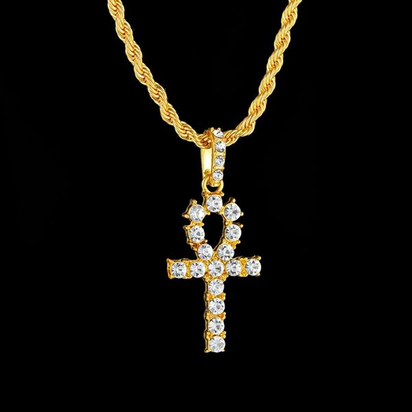 

24 " хип-хоп золотой цвет Египет Анкх крест ключ ожерелье 4 мм твист цепь