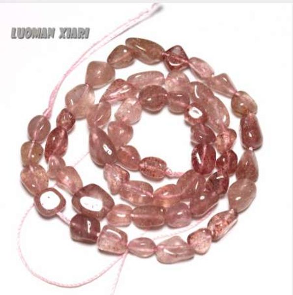 

wholesale irregular shape 5-8 mm strawberry quartz natural stone beads for jewelry making diy bracelet necklace stand 15'', Black