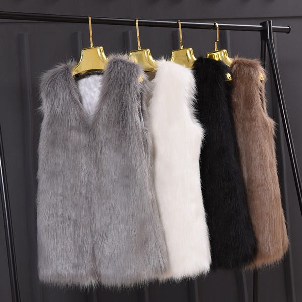 

autumn fashion faux fur women ladies sleeveless slim vest jacket coat outerwear waistcoat plus size xxxl black gray q4961
