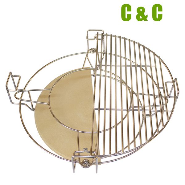 

23 1/2 inch kamado bbq grill accessories muitifuction divide and conquer flexible cooking system work for 23.5 inch kamado