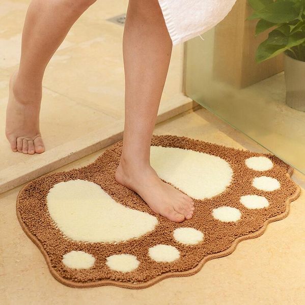 

european foot printed bath mats non-slip bathroom carpet mat toilet bathroom rug bath pad carpets microfiber mini mats