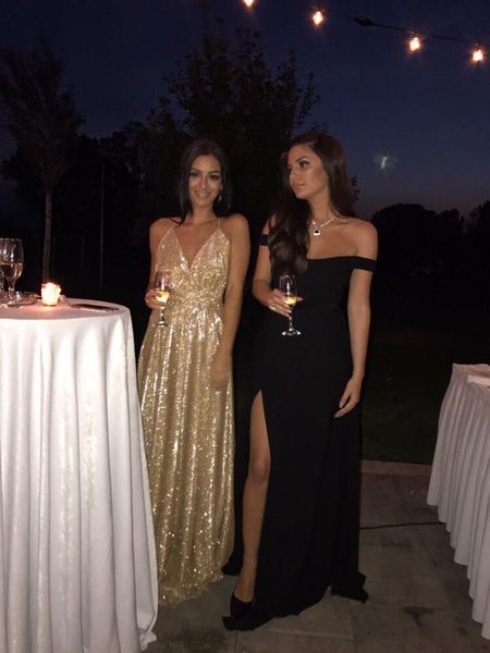 

sheath gold sequin prom dresses long backless online 2018 party evening gowns yousef aljasmi dresses, Black
