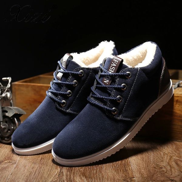 

xizi 2017 casual boots men's boots waterproof short paragraph plush warm flat snow boots flat with snow boots 39-44 winter bo, Black