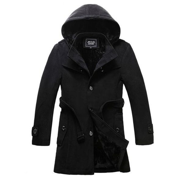 

2018 autumn winter men coat thick warm long sleeve turn down collar hooded button new brand men coat lr277, Black