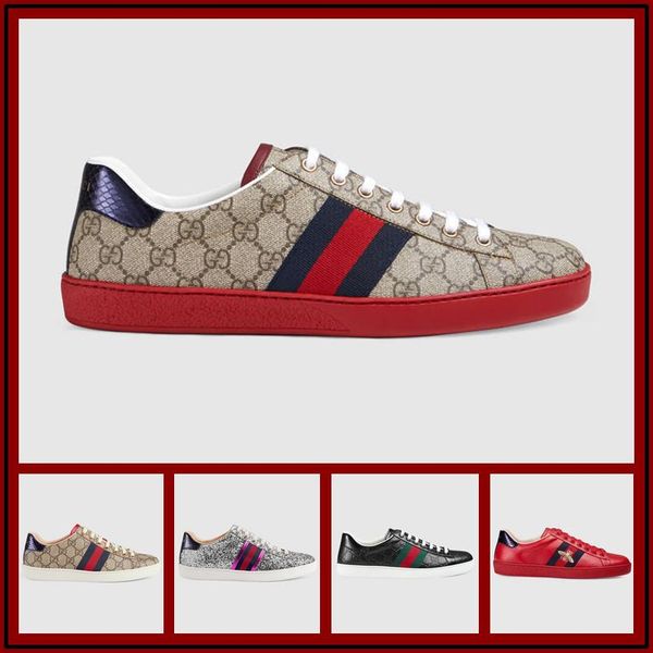 

Brand fa hion man women luxury brand hoe glitter web neaker with tud tripe with hiny ilver de igner hoe ize 38 44