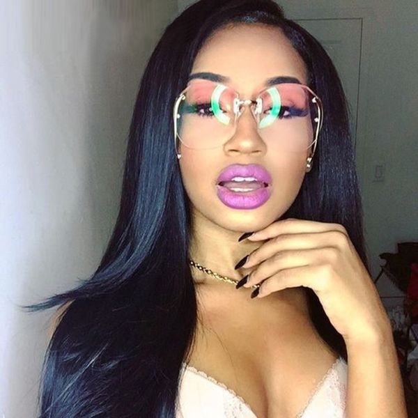 

sunglasses vintage round rimless clear oversized sunglasses fashion women sun glasses metal frame retro gradient shades, White;black