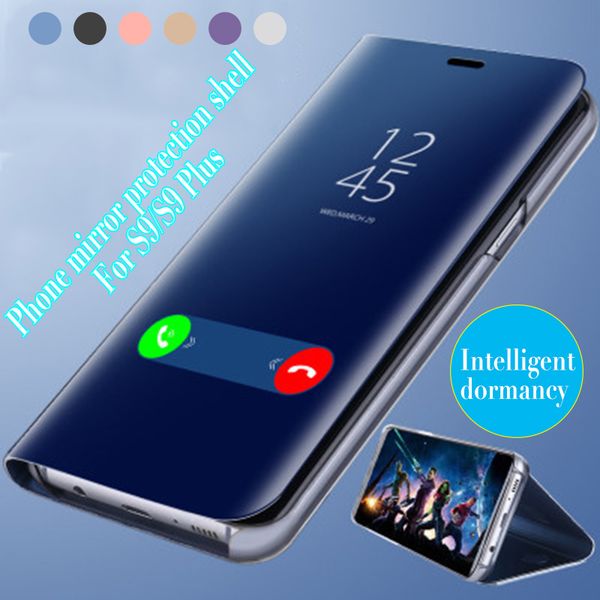 

for iphone 7 plus samsung galaxy s8 huawei p10 luxury clear view flip electroplating case chrome mirror phone hard stand dormant cover