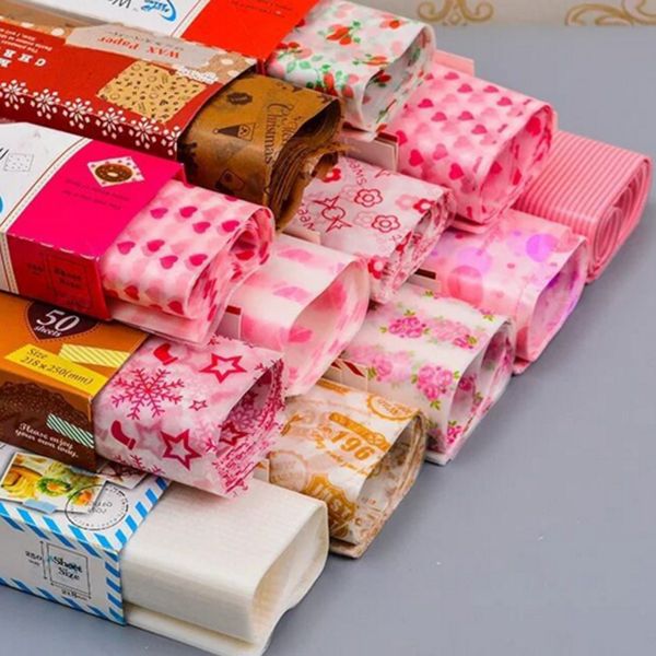 Pack Cute Wax Paper Christmas Gift Wrapping Paper Food Oilpaper