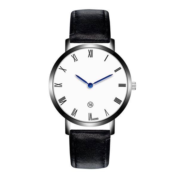 

retro design men's watch leather band analog alloy quartz wrist watch silver dial man casual business watches relogio masculino, Slivery;brown