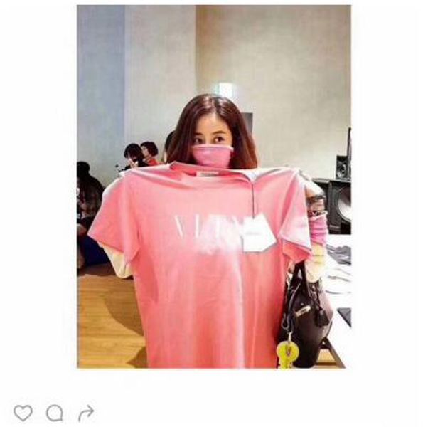 

tees spring printed cotton shirt letter oversize pink popular shirts early neck short crew sleeve t-shirts fashion t solid ghkah, Black