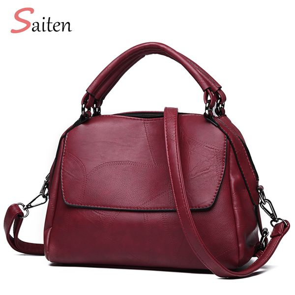 

saitenautumn shoulder bags women bags pu leather crossbody bag black messenger bag sac