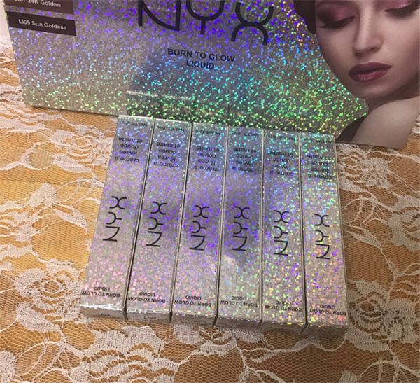 

new arrival nyx born to glow liquid eyeshadow shimmer 6 color 12pcs/box 24 lots dhl