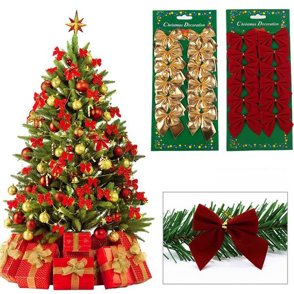 

12pcs christmas tree cloth bownot decorating baubles xmas wedding party garden ornament decoration assessorises