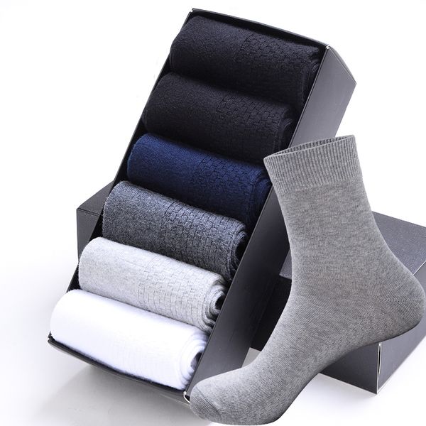 

casual men's business socks for men cotton brand crew autumn winter black white socks meias homens 5 pairs big size