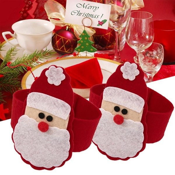 

4pcs christmas santa claus napkin rings serviette holders party dinner table decor for home restaurant anillos para servilletas