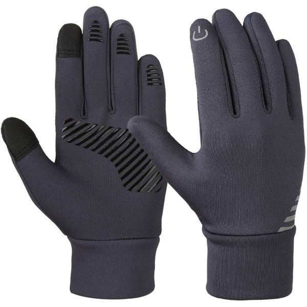Vbiger Kinder-Winterhandschuhe, rutschfest, Touchscreen-Handschuhe, weich, für Outdoor-Sportarten, warm, mit reflektierendem Silikonstreifen