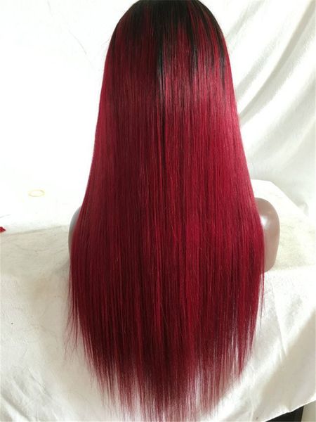 

gorgeous style t1b/bug silk straight 8-24inch human hair lace front wigs & glueless full lace wigs for black women with baby hair, Black;brown