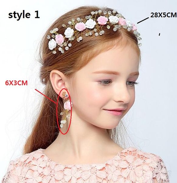 8 Style Faux Pearl Tiara Floral Headdress Headband For Children