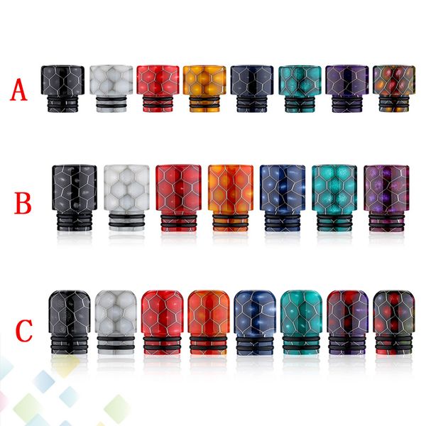 

Snakeskin 510 Resin Drip Tip TFV8 Baby Prince Cobra Honeycomb Epoxy Resin Grid Mouthpiece for 510 Atomizers 3 Types with Acrylic packaging